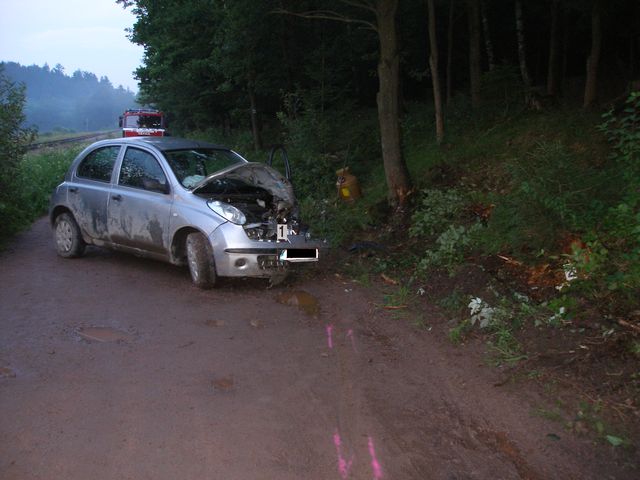 1.7.2009 - u Záchlumí, střet Nissan x strom