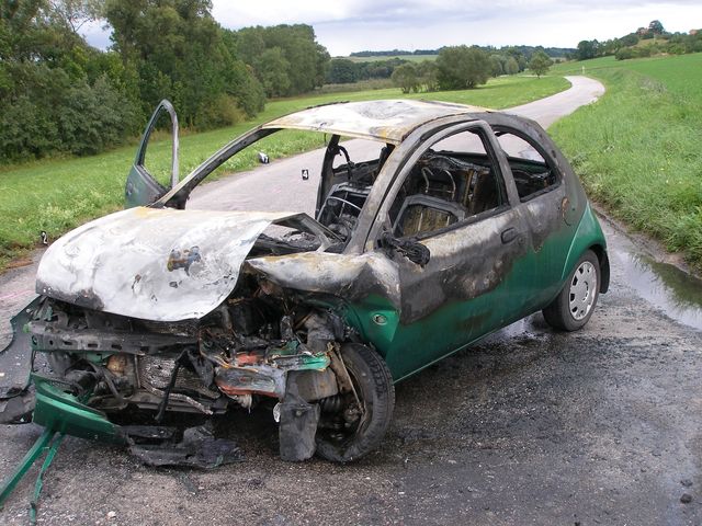 4.9.2009 - u Zaháje, čelní střet Ford Ka x Opel Astra