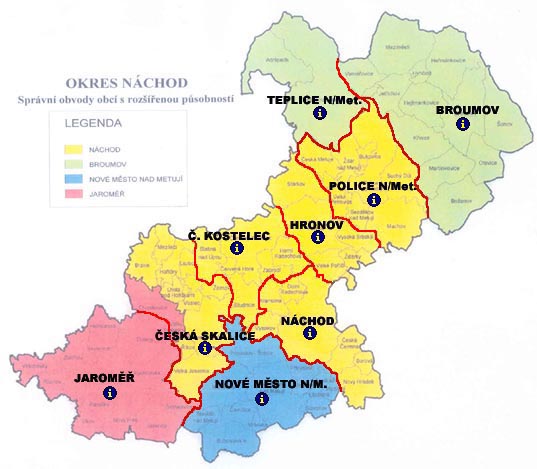 Správní obvody okresu Náchod - mapa