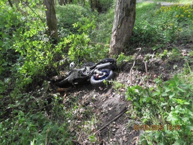 havárie motocyklu u Velenic