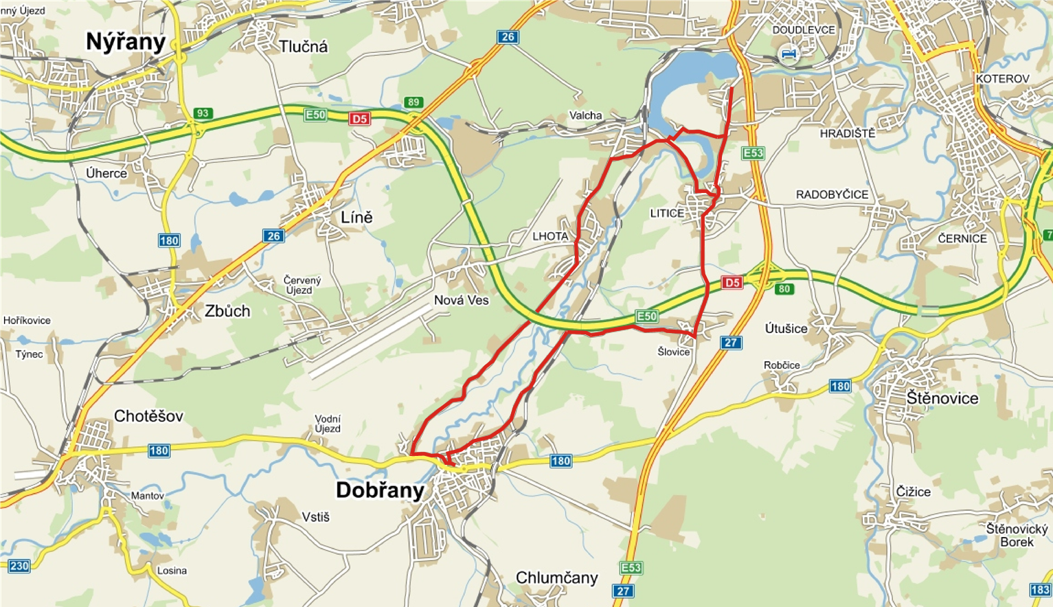 mapa závodu a dopravních omezení