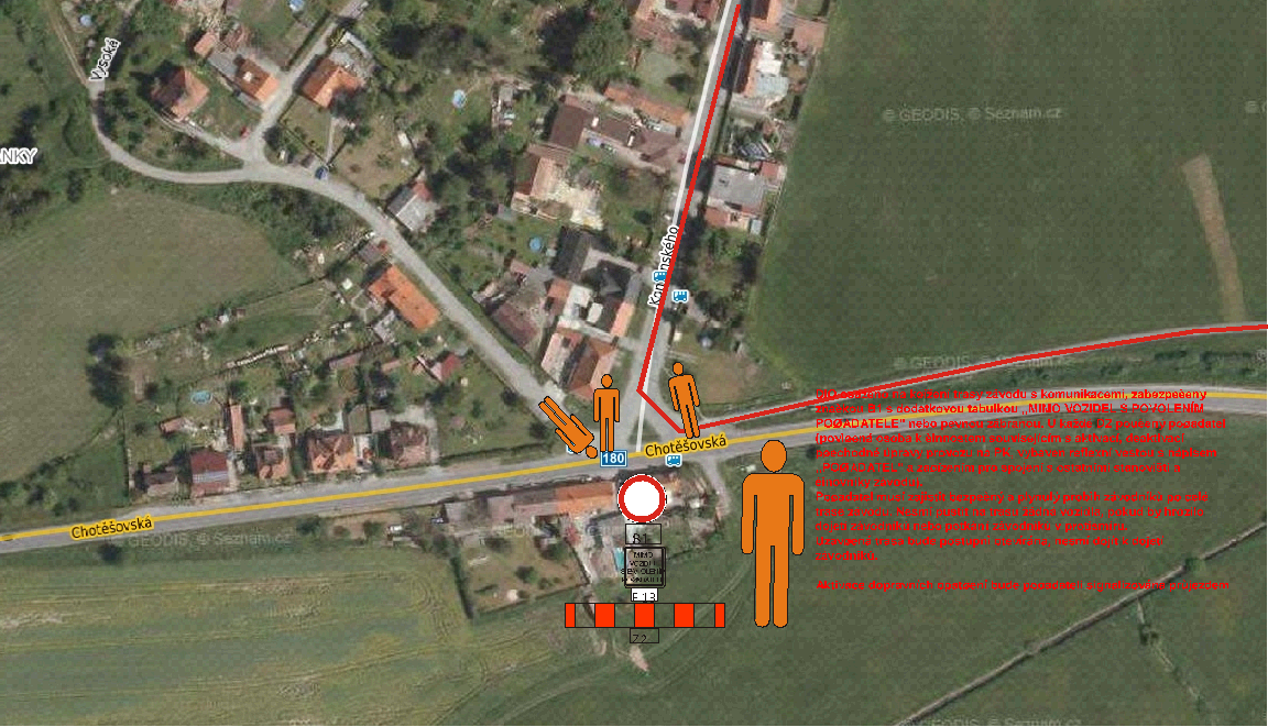 mapa závodu a dopravních omezení