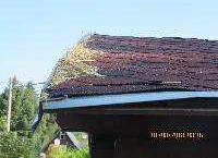 poškozená střecha zastávky