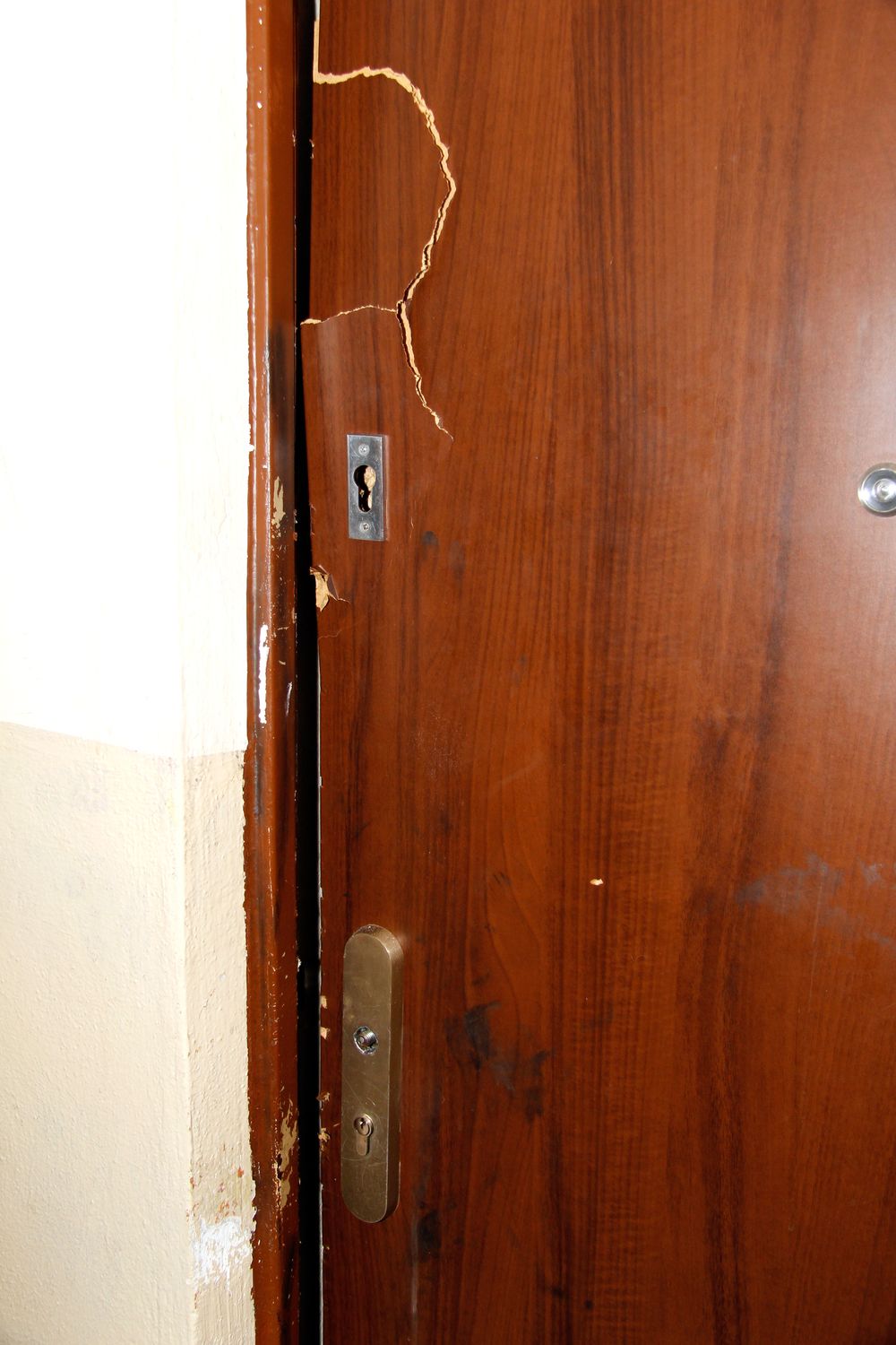 poškozené dveře u bytu